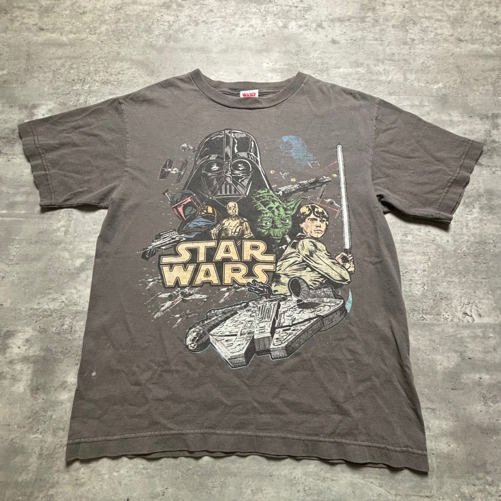 Star Wars Graphic T-Shirt Small Gray Darth Vader Luke Skywalker Tee